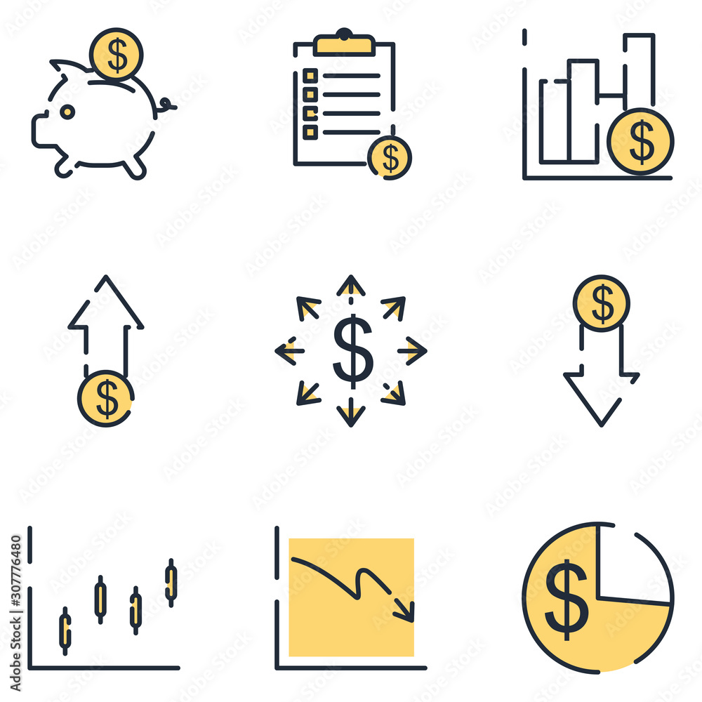 Aufkleber finance set icon template color editable. finance pack symbol vector sign isolated on white backgrou