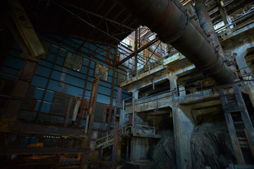 industrial interior of abandoned factory