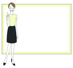 エステティシャンとホワイトボードのイラスト