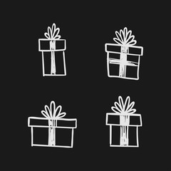 Gift doodles collection, hand drawn christmas presents. 