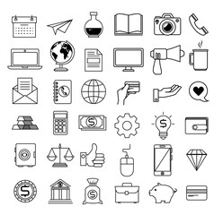 bundle of business set icons vector illustration design