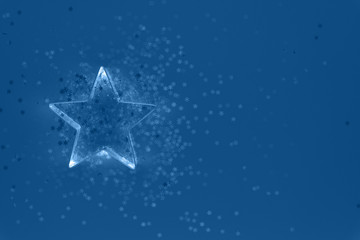 Flatlay with star cookie cutter and snowflake sprinkles on blue background. Holiday, Christmas and New Year concept. Cozy homey details. Horizontal