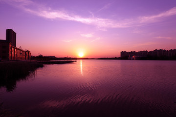Riverside sunset scenery