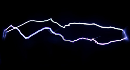 Two of spark electric discharges obtained with the help of an electrophoresis machine.
