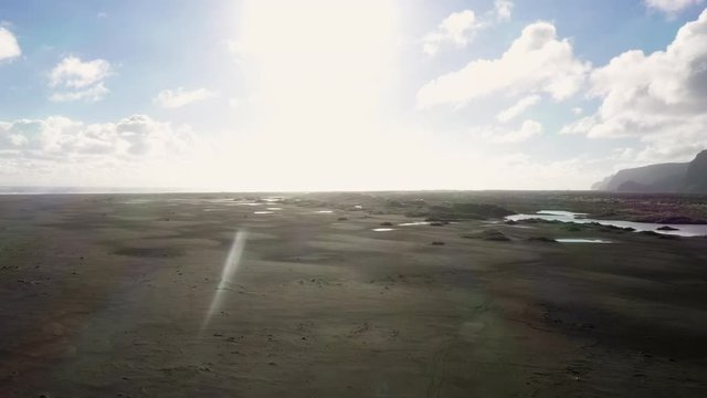 Panorama view of  black sandy Whatipu beach near Huia Reserve, New Zealand