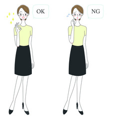 エステティシャンのイラスト　OKサイン　NGサイン