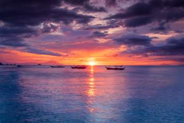 Beautiful sunset in Anilao, Barangas, Philippines.  Landscapes and nature.