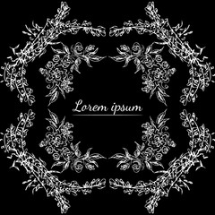 Tropical hand drawn floral frames. Outline set. Jungle foliage illustration. Floral set. Hand drawing. Vector isolated collection. Natural spring wedding card. Summer tropical leaf. Botanical frames