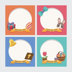 Easter's Day, Frame, Template, Colourful, Rabbit, Bunny, Gift, Happy Easter, Postcard, Card, Easter Card, Banner, Background.