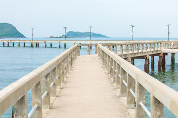 Fototapeta na wymiar Bridge for Boat go to Koh Kam island or Samaesarn island Chonburi, Thailand.