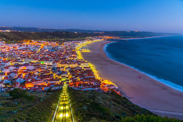 Sunset view of Nazare in Portugal