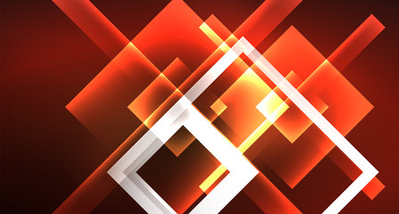 Shiny neon design square shape abstract background. Retro vector abstract design banner template