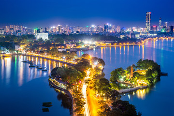 West lake at night, Hanoi, Vietnam
