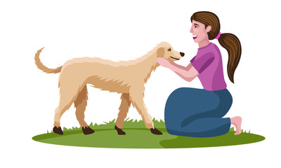 girl, woman loving dog, pet love