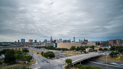 Aerial View of Downtown Austin With Storm Passing By