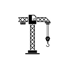 Construction crane vector icon on white background.