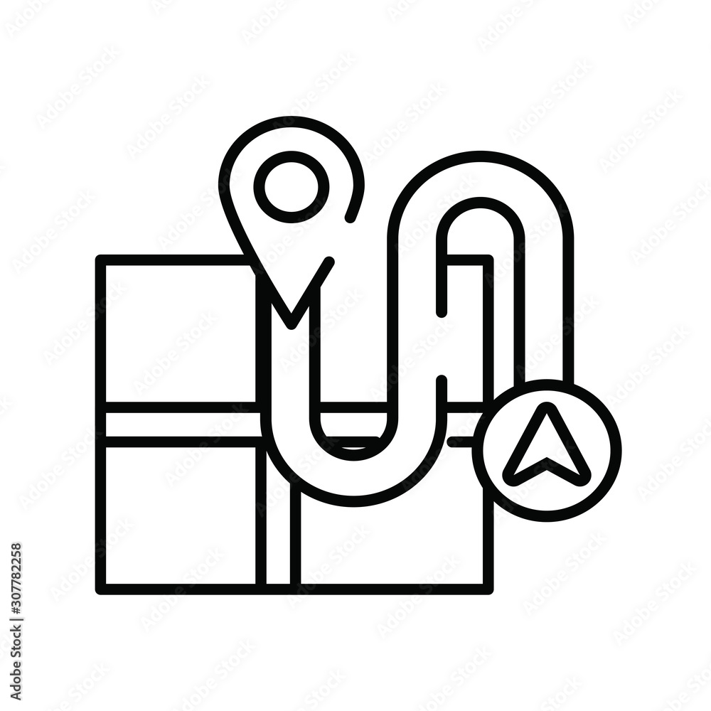 Poster paper map guide with pins location icon