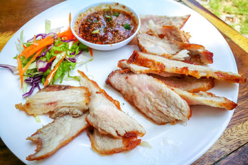 Grilled Pork of Thai food style for eat with Somtum.