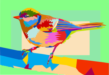 vector illustration of a bird, pop art, acrylic illustration