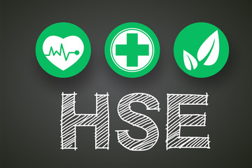 Fototapeta premium HSE concept ,Health Safety Environment acronym, vector design