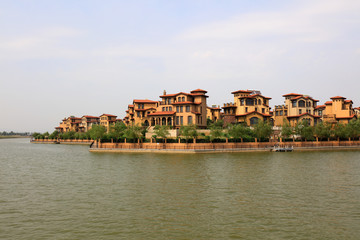 Fototapeta na wymiar Waterfront Villa Scenery