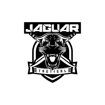 Jaguar head tactical logo team black and white
