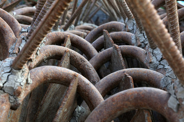 Rusty anchors lined up