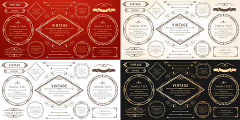 高級感のある　フレームデザイン　テンプレートセット　ラグジュアリー　ゴージャス　ビンテージ　アンティーク