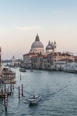 Fototapeta na wymiar Twilight landscapes of the Grand Canal in Venice, Italy