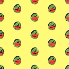 Hand drawn seamless pattern with watermelon. Vector illustration. EPS 10