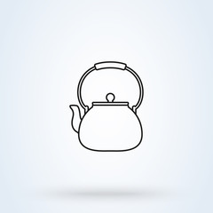 The teapot. Line art Tea symbol Simple modern icon design illustration.