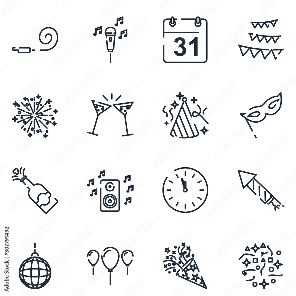 Leinwandbilder party set icon template color editable. party pack symbol vector sign isolated on white background i