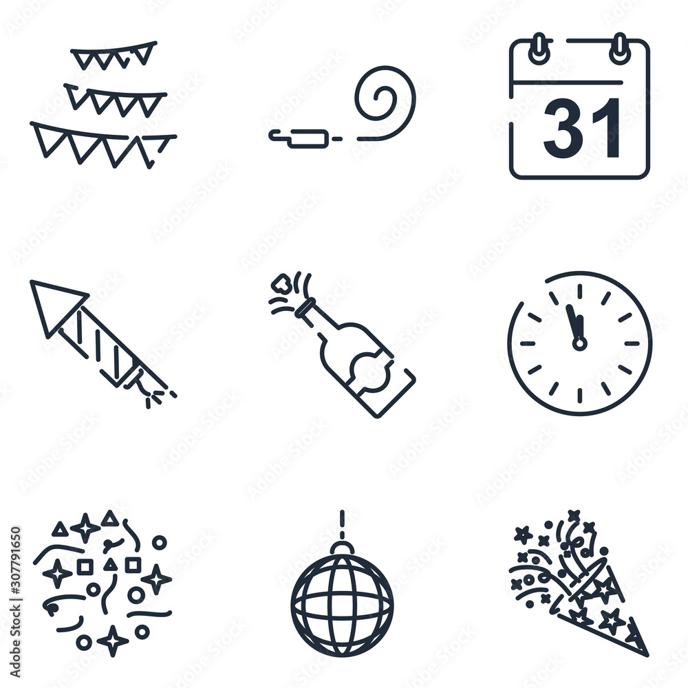 Poster party set icon template color editable. party pack symbol vector sign isolated on white background i