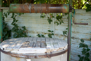 old chain well in summer