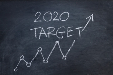 New Year New Target 2020 Goal and Aiming plan to success writting on blackboard.