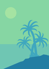 Fototapeta na wymiar Vector tropical beach background with palm trees