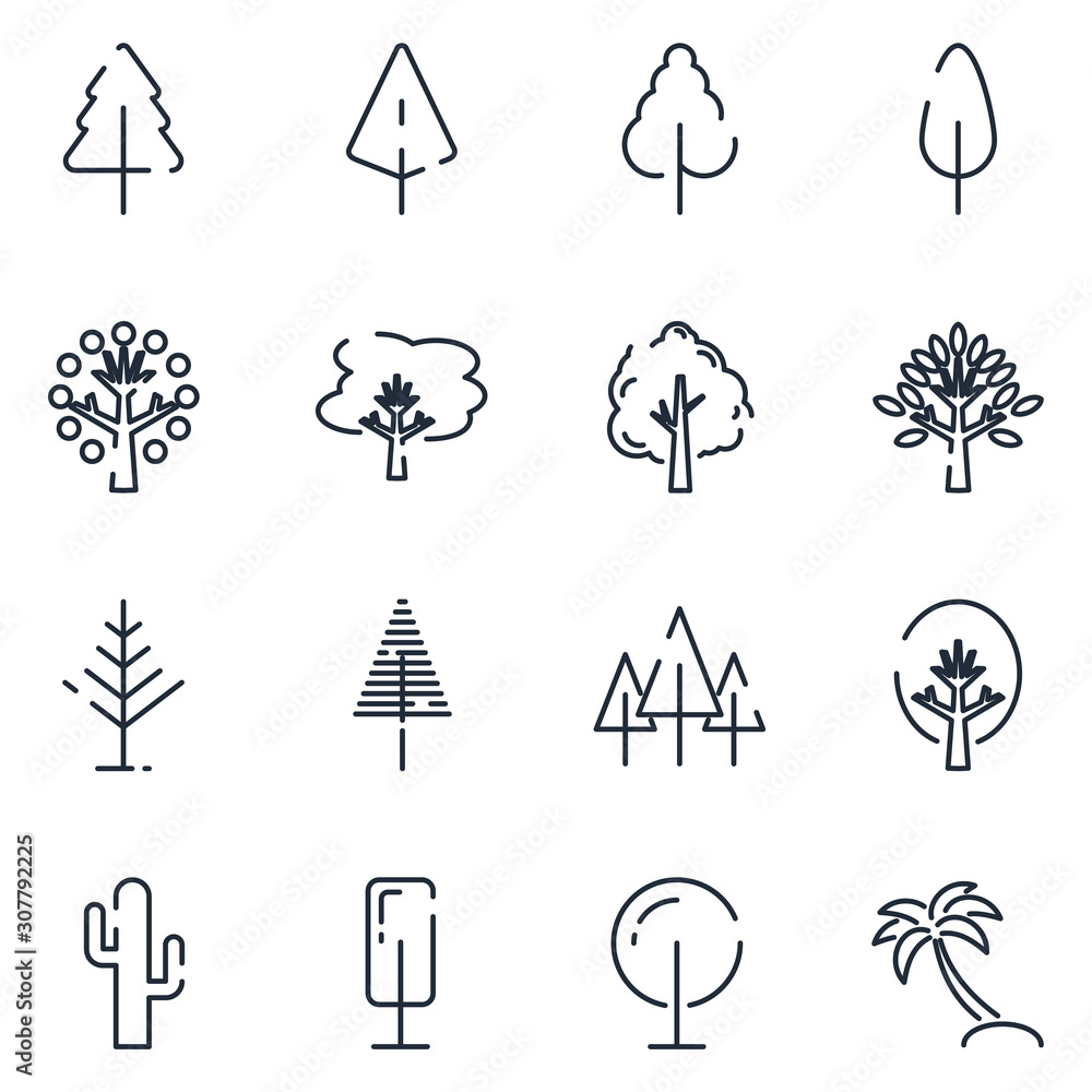 Aufkleber Tree set icon template color editable. Tree pack symbol vector sign isolated on white background icons vector illustration for graphic and web design.