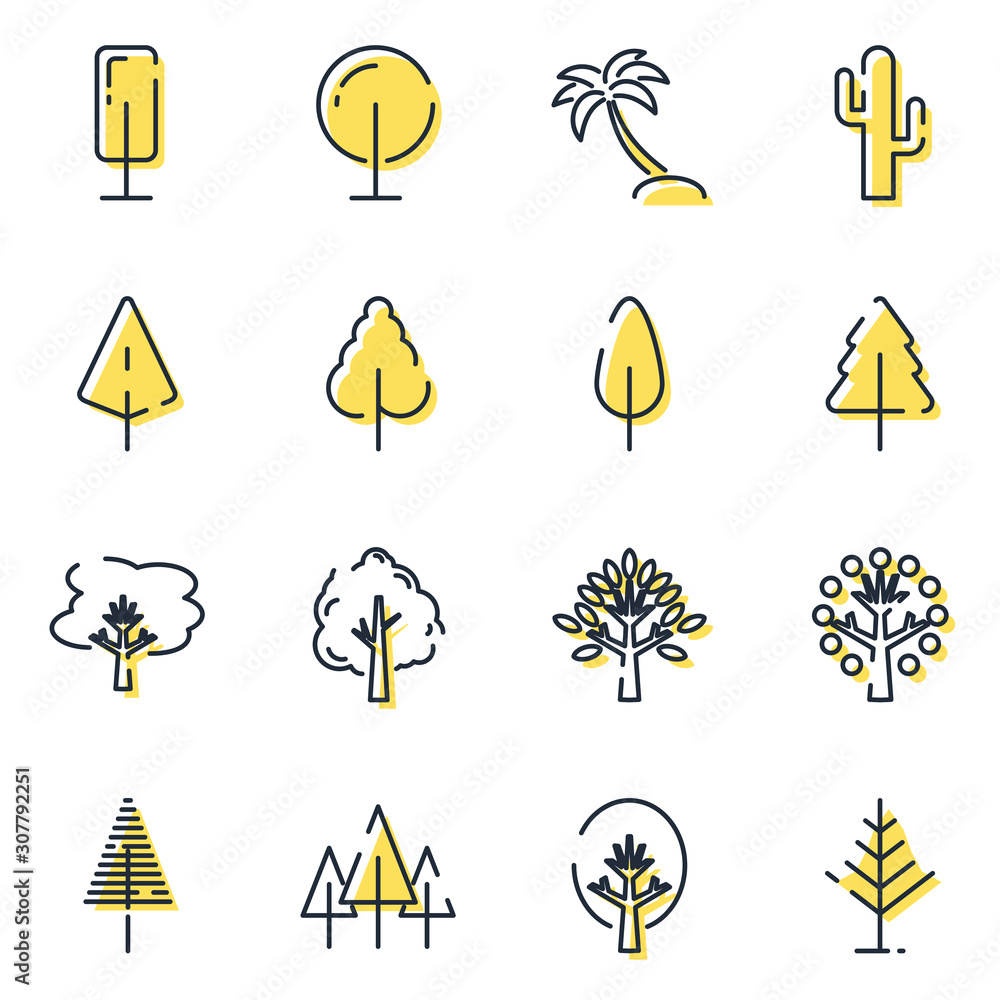 Leinwandbilder Tree set icon template color editable. Tree pack symbol vector sign isolated on white background icons vector illustration for graphic and web design.