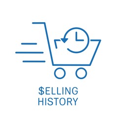 Marketing analysis. Selling history.Vector linear icon on a white background.