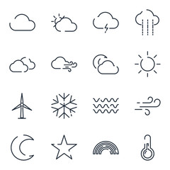 Weather set icon template color editable. Wind, Blizzard, Sun, Rain and more symbol vector sign isolated on white background icons vector illustration for graphic and web design.