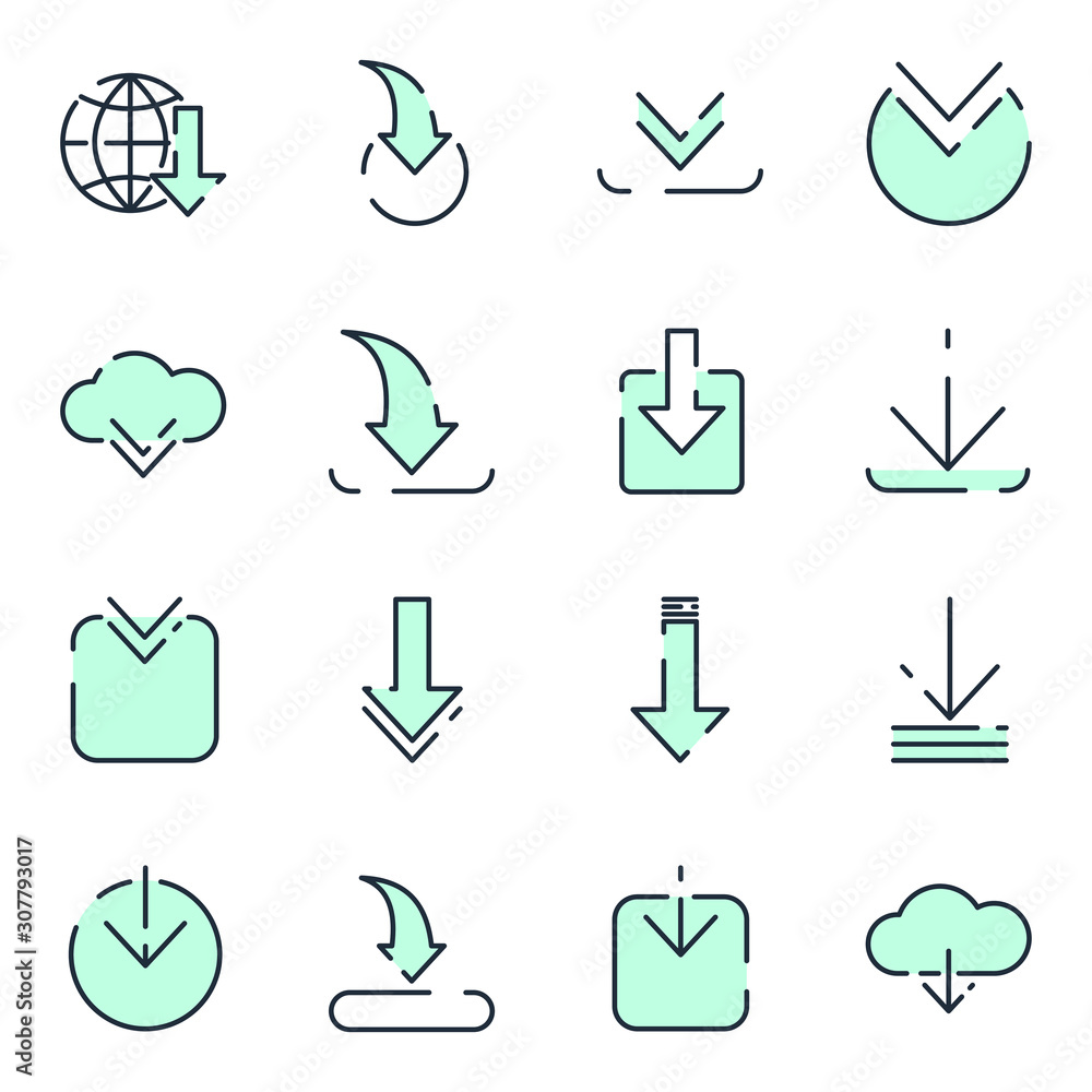 Aufkleber Hosting download set icon template color editable. Hosting upload pack symbol vector sign isolated on white background icons vector illustration for graphic and web design.
