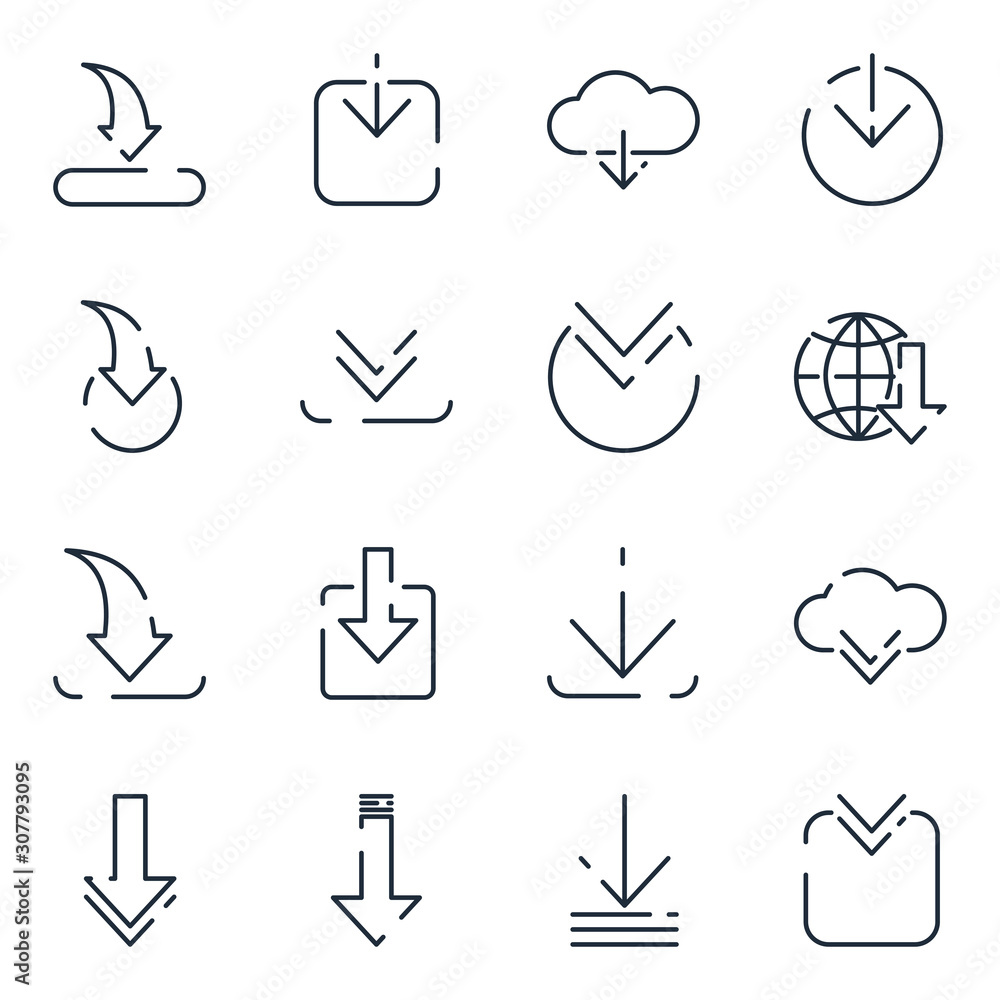 Poster hosting download set icon template color editable. hosting upload pack symbol vector sign isolated o