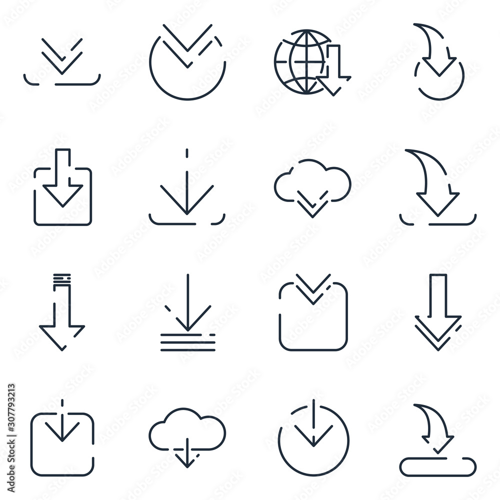 Poster hosting download set icon template color editable. hosting upload pack symbol vector sign isolated o