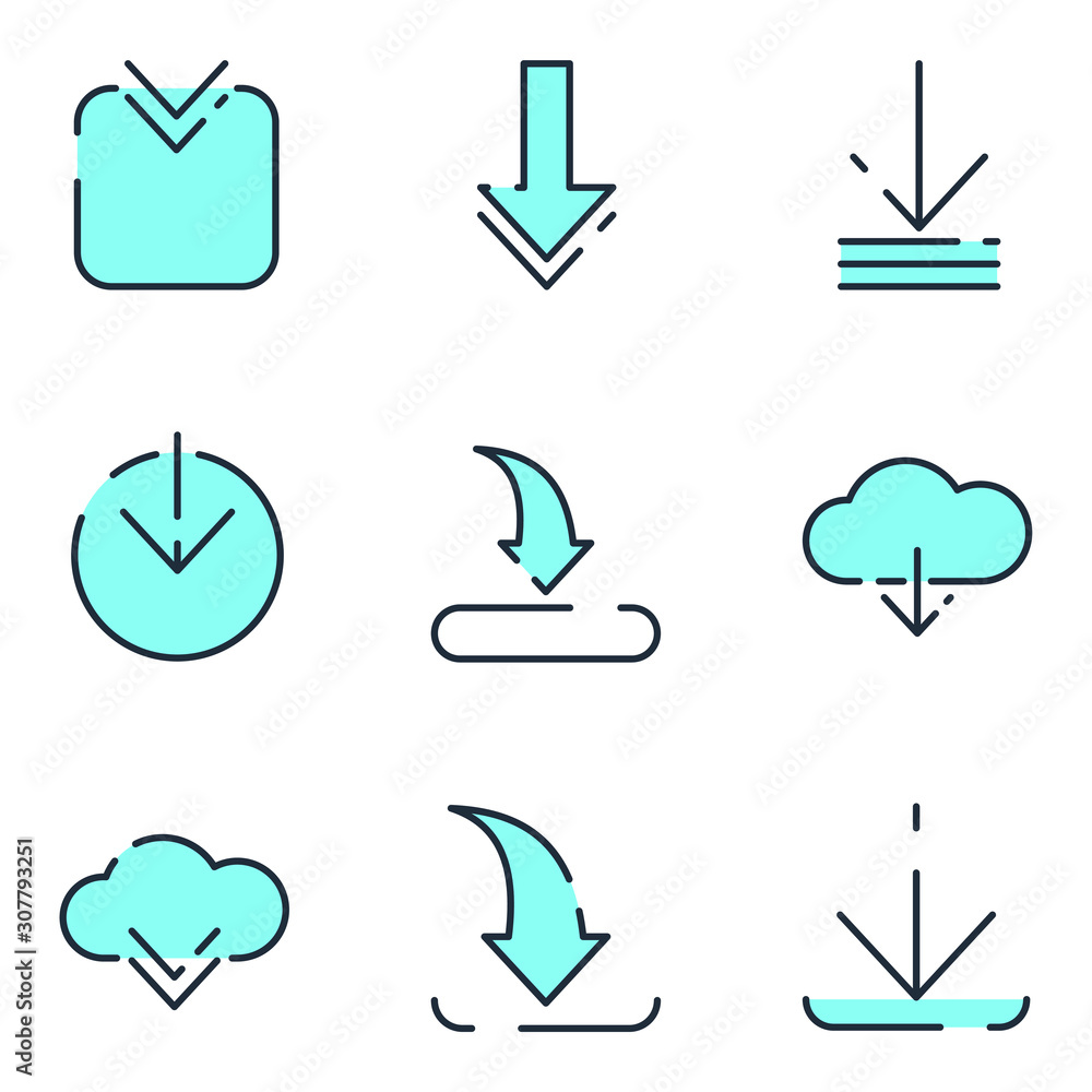 Fototapete hosting download set icon template color editable. hosting upload pack symbol vector sign isolated o