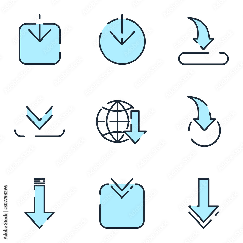 Aufkleber Hosting download set icon template color editable. Hosting upload pack symbol vector sign isolated on white background icons vector illustration for graphic and web design.
