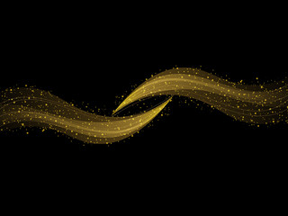 Golden abstract wave background. Gold glitter stardust background. Vector illustration.