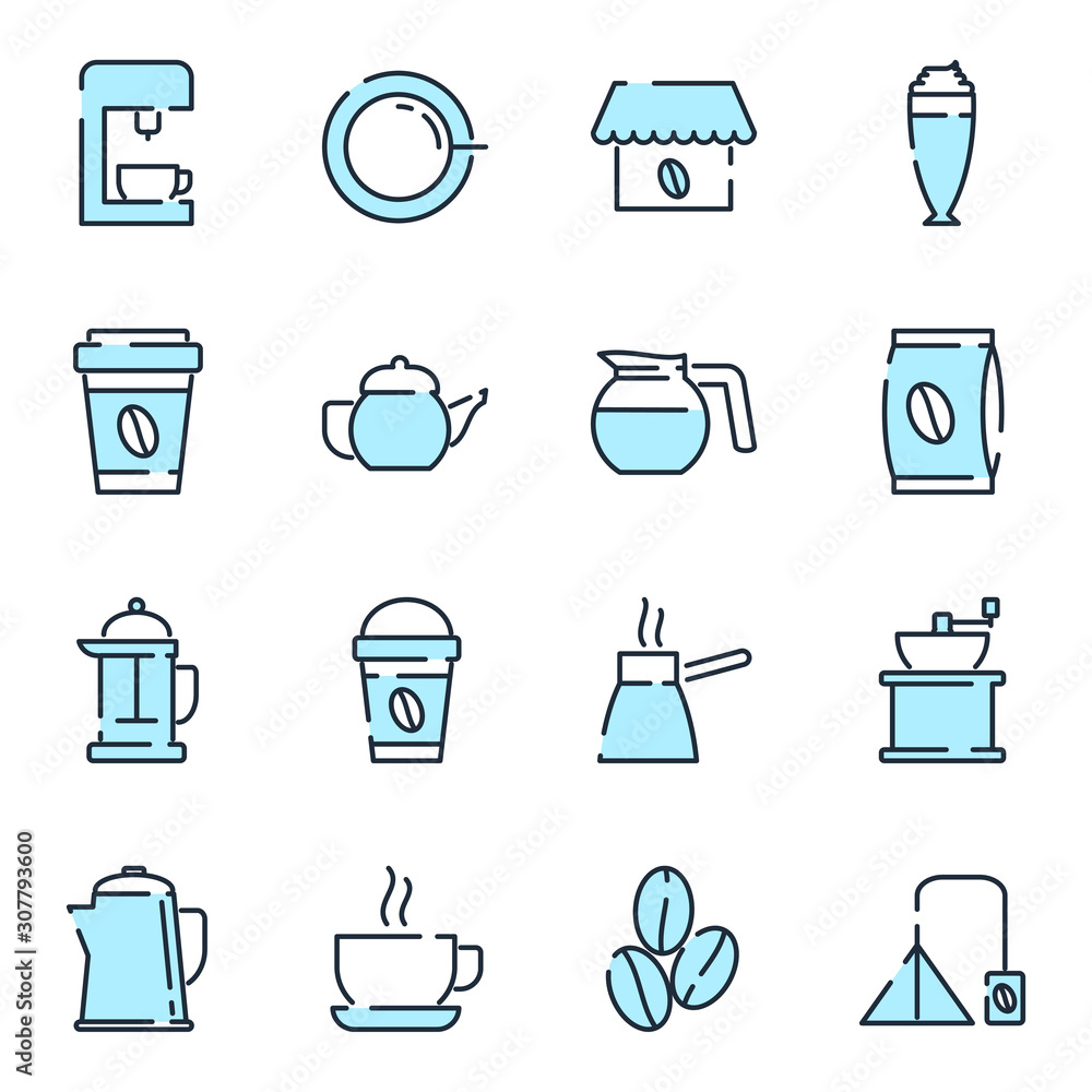 Poster coffee set icon template color editable. coffee pack symbol vector sign isolated on white background