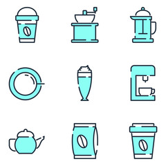 Coffee set icon template color editable. Coffee pack symbol vector sign isolated on white background icons vector illustration for graphic and web design.