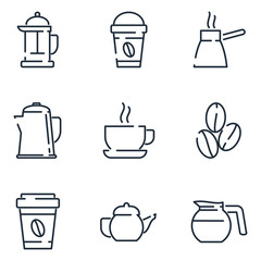 Coffee set icon template color editable. Coffee pack symbol vector sign isolated on white background icons vector illustration for graphic and web design.