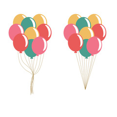 Bunch of balloons in flat style vector isolated on white background.